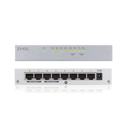 Zyxel 8-Port Desktop Gigabit Ethernet Switch - Metal housing | Plug & Play | Fanless | UK Plug