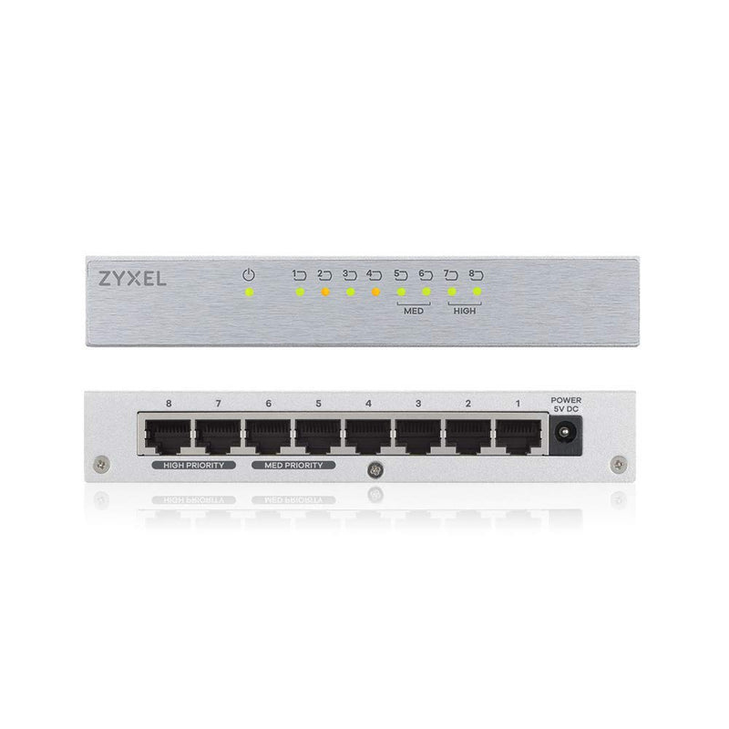 Zyxel 8-Port Desktop Gigabit Ethernet Switch - Metal housing | Plug & Play | Fanless | UK Plug