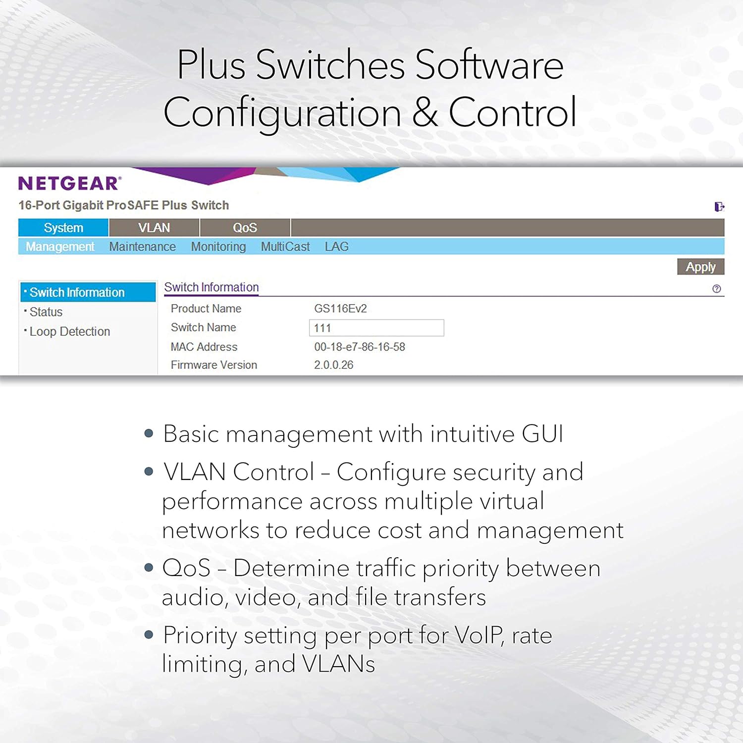 NETGEAR 5 Port Gigabit Ethernet Managed Network Switch (GS105E) - Ethernet Splitter - Ethernet Hub - Plug-and-Play - Silent Operation - Desktop or Wall Mount