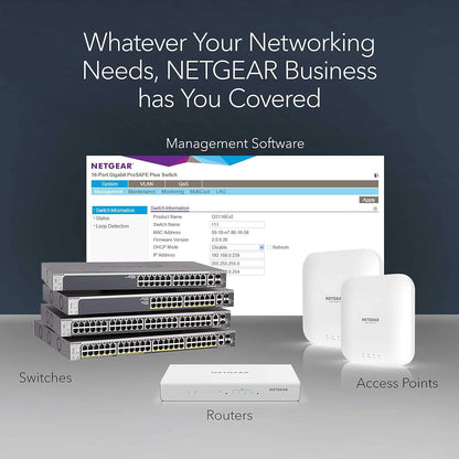 NETGEAR 5 Port Gigabit Ethernet Managed Network Switch (GS105E) - Ethernet Splitter - Ethernet Hub - Plug-and-Play - Silent Operation - Desktop or Wall Mount