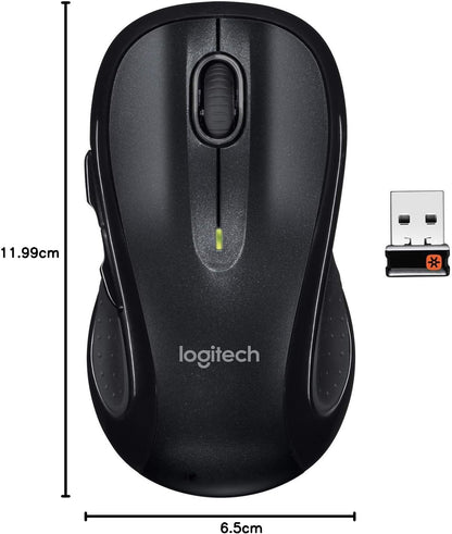 Logitech M510 Wireless Mouse, 2.4 GHz with USB Unifying Receiver, 1000 DPI Laser-Grade Tracking, 7-Buttons, 24-Months Battery Life, PC / Mac / Laptop - Black