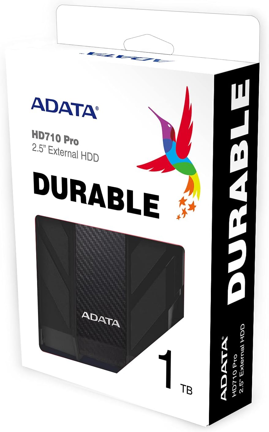 ADATA HD710 Pro 1TB USB 3.1 IP68 Waterproof/Shockproof/Dustproof Ruggedized External Hard Drive, Black (AHD710P-1TU31-CBK) HD710 Pro Black Pro 1 TB