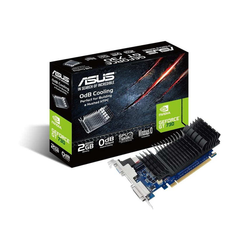 ASUS NVIDIA GeForce GT 730 Graphics Card (PCIe 2.0, 2GB GDDR5 Memory, Low Profile Design, 0dB Silent Passive Cooling