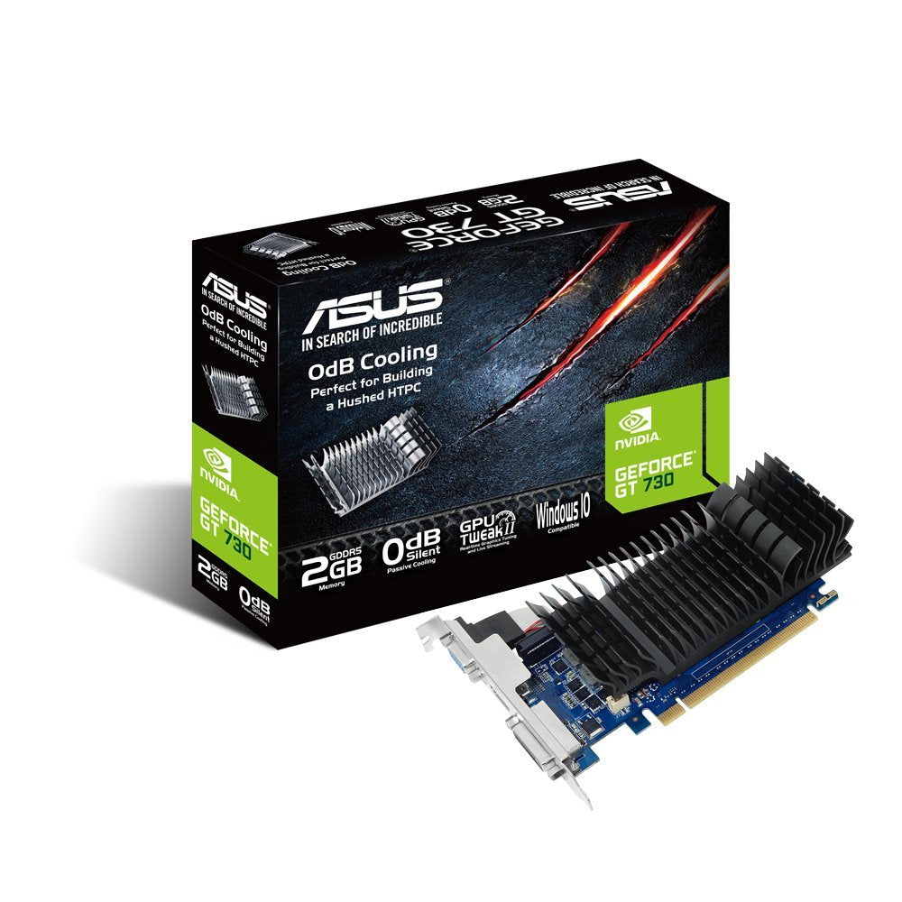 ASUS NVIDIA GeForce GT 730 Graphics Card (PCIe 2.0, 2GB GDDR5 Memory, Low Profile Design, 0dB Silent Passive Cooling