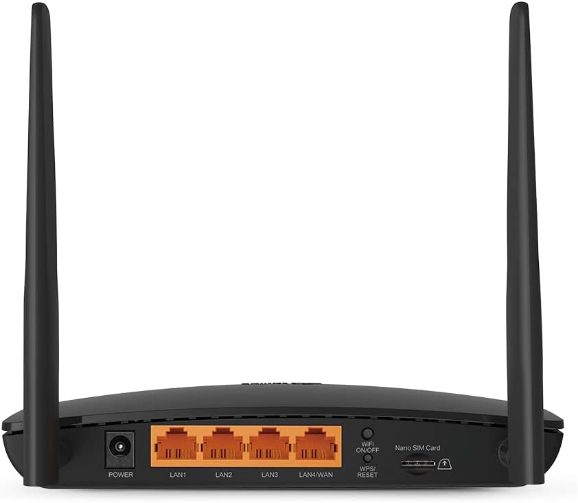 TP-Link TL-MR6400 300 Mbps 4G Mobile Wi-Fi Router, SIM Slot Unlocked, No Configuration Required, Removable External Wi-Fi Antennas, UK Plug, Black