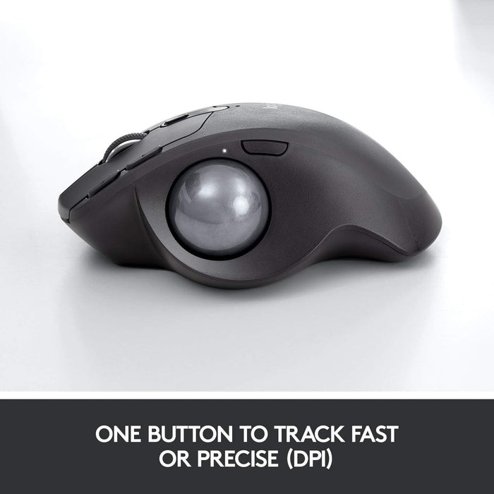 Logitech MX Ergo Wireless Trackball Mouse, Bluetooth Or 2.4GHz with Unifying USB-Receiver, Adjustable Trackball Angle, Precision Scroll-Wheel, USB-C Charging Battery, PC/ Mac/ iPad OS - Black