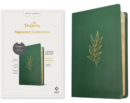 NLT Large Print Thinline Reference Bible, Dayspring Signature Collection, Filament Enabled (Leatherlike, Evergreen, Red Letter)