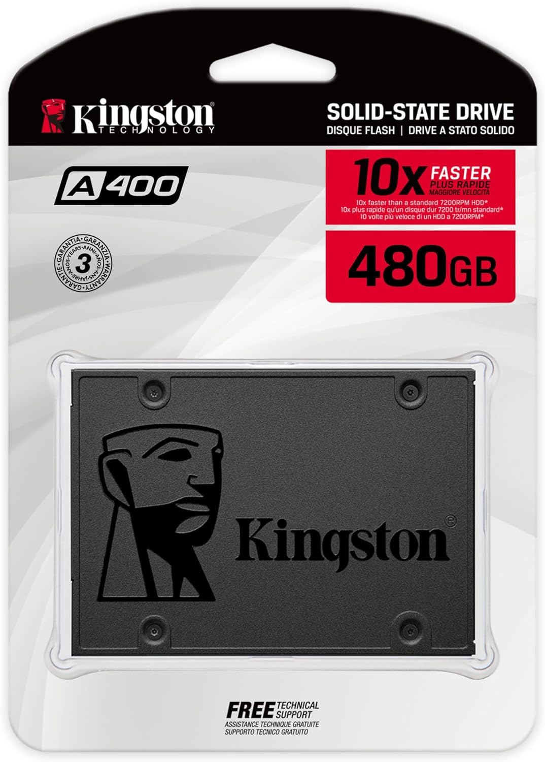 Kingston A400 SSD Internal Solid State Drive 2.5" SATA Rev 3.0, 480GB - SA400S37/480G