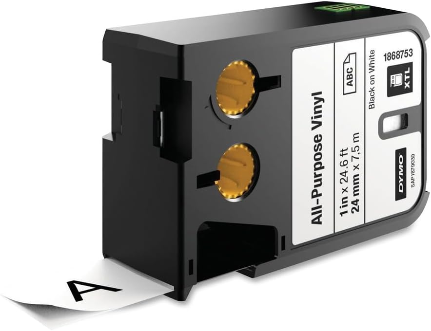 DYMO XTL All-Purpose Vinyl Labels | 24 mm x 7 m | Black on White