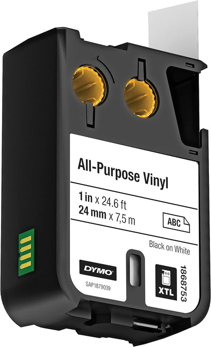 DYMO XTL All-Purpose Vinyl Labels | 24 mm x 7 m | Black on White