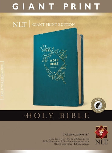 Holy Bible, Giant Print NLT (LeatherLike, Teal Blue, Indexed, Red Letter
