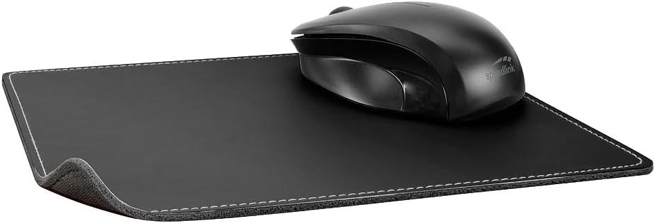 Speedlink Notary Soft Touch Mousepad SL-6243-LBK, Stylish Leather-Look, Soft Surface, Stitch Detailing, Non-Slip Backing, 23 Centimetre Length x 19 Centimetre Width x 3 Millilitre Thick, Black