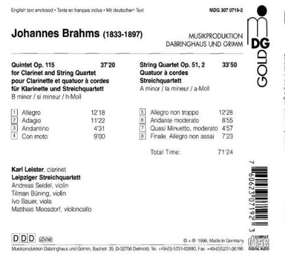 Brahms: Clarinet Quintet Op. 115, String Quartet Op. 51,2