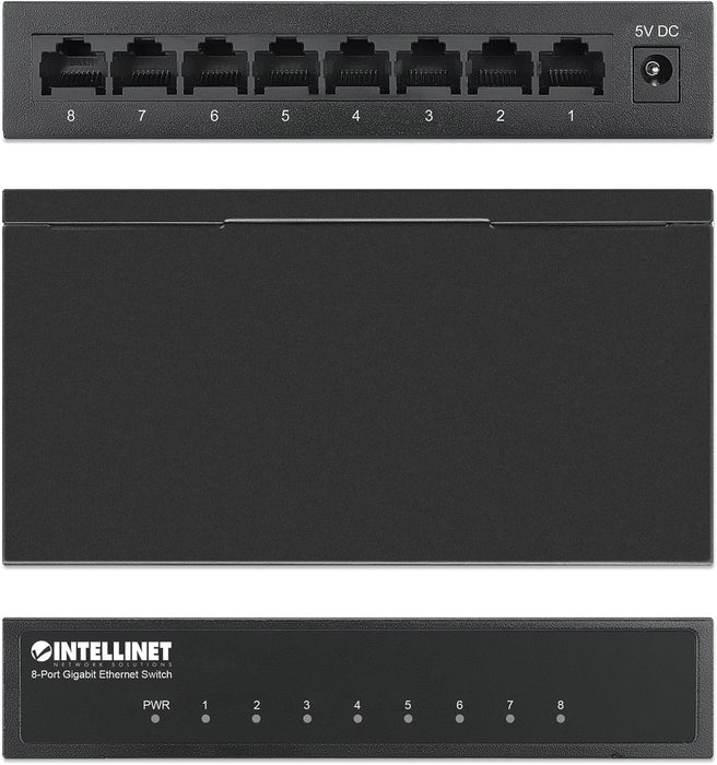 Intellinet 530347 8-Port Gigabit Ethernet Switch, Desktop size, Metal Housing, IEEE 802.3az (Energy Efficient Ethernet) 8 Port Gigabit Desktop