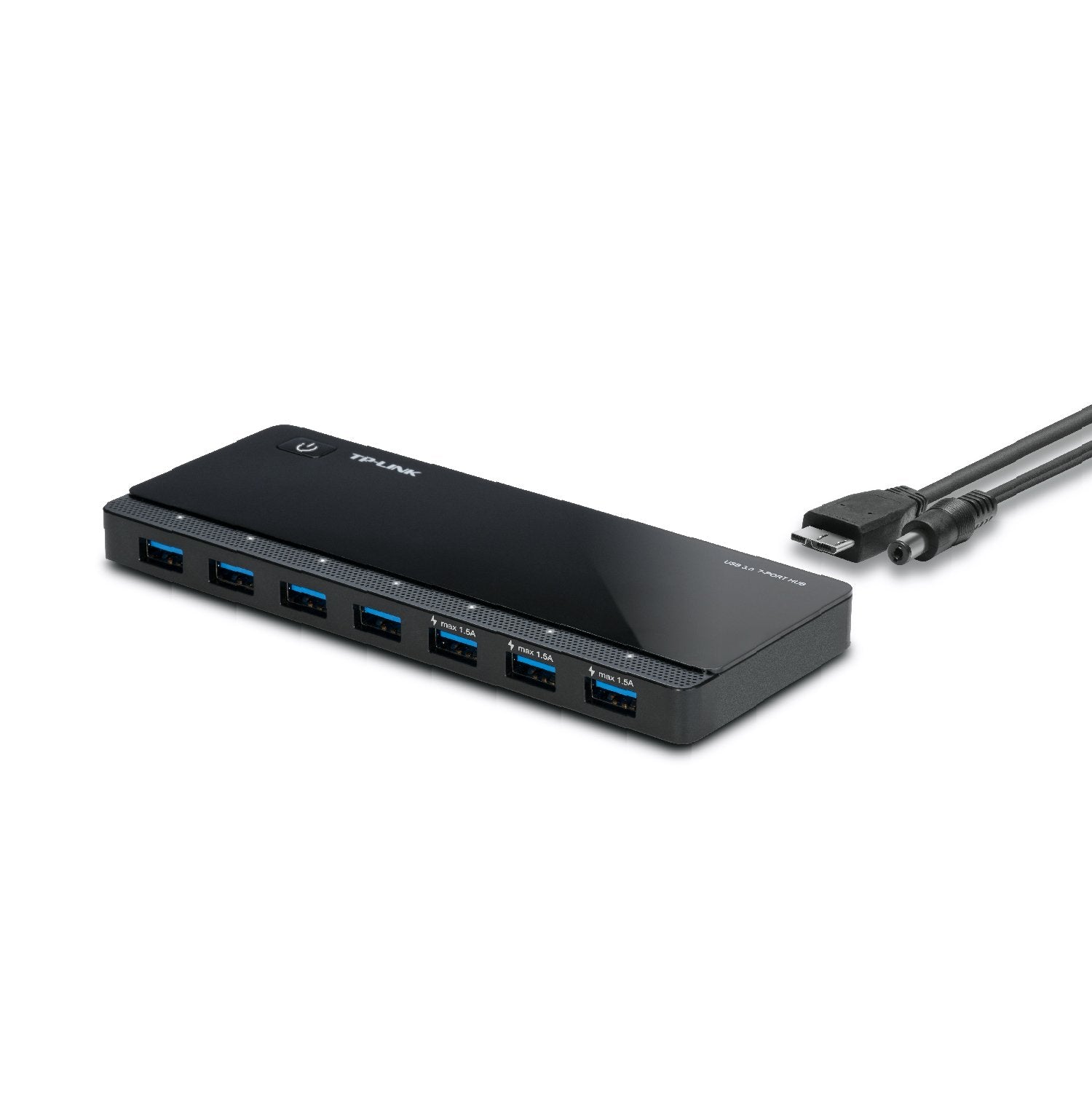 TP-Link USB 3.0 Micro B 7-Port Hub with 12V/2.5A Power Adapter and 1m USB3.0 Cable, Compatible with Windows, Mac OS X and Linux systems (UH700), Black USB 3.0 7-Port Hub