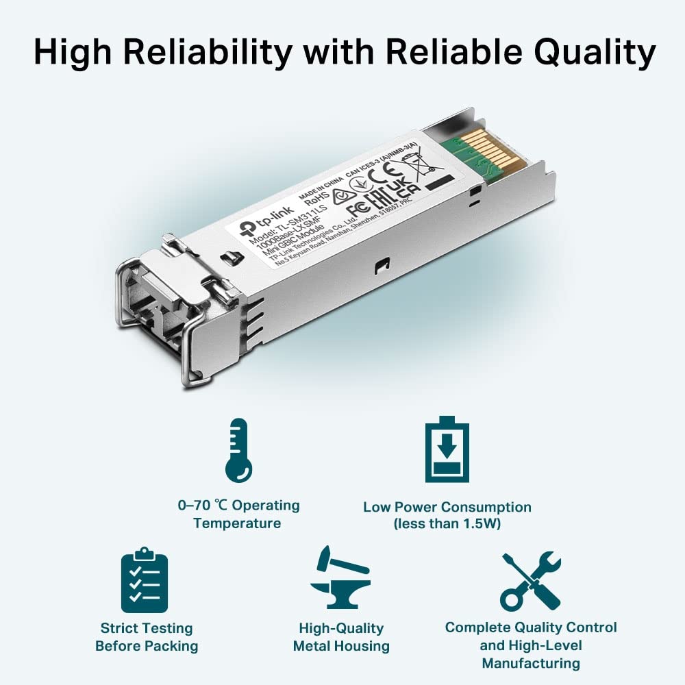 TP-Link MiniGBIC Module, IEEE 802.3z, CSMA/CD, TCP/IP, 1310nm Wave Length, 3.3V Power Supply, 9/125 um Single-mode (SM311LS