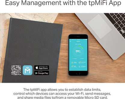 TP-Link M7450 4G+ MiFi, Portable Travel Wi-Fi, SD Card Slot, Unlocked LTE-Advanced Cat6 Mobile Wi-Fi Hotspot, Caravan Wi-Fi (Share Dual Band Wi-Fi with Up to 32 Devices, Easy tpMiFi App Management