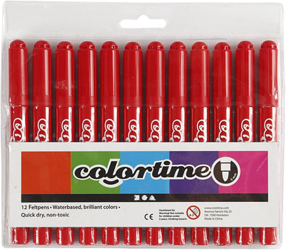 Colortime Marker, 5 mm line, red, 12pcs