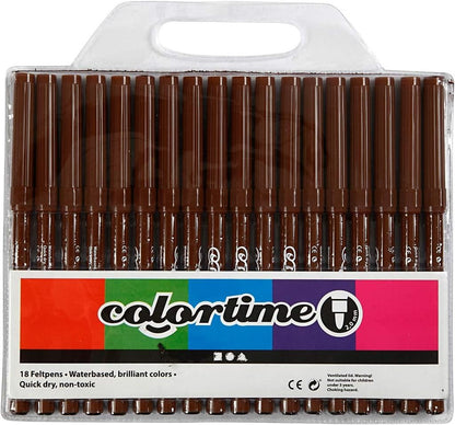 Colortime Drawing pens, Brown, One Size