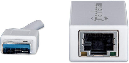 Manhattan USB-A Fast Ethernet Adapter, 10/100 Mbps Network, 480 Mbps (USB 2.0), Hi-Speed USB, RJ45, White, Three Year Warranty, Blister