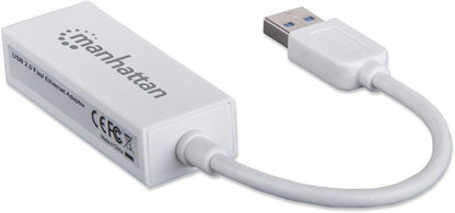 Manhattan USB-A Fast Ethernet Adapter, 10/100 Mbps Network, 480 Mbps (USB 2.0), Hi-Speed USB, RJ45, White, Three Year Warranty, Blister