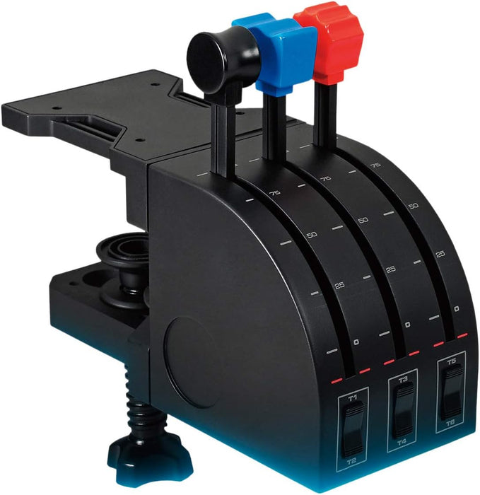 Logitech G Saitek PRO Flight Throttle Quadrant, Professional Simulation Axis Levers, LCD Display, 3x Two-Way Toggle Switch, Adjustable Bracket, USB, PC - Black