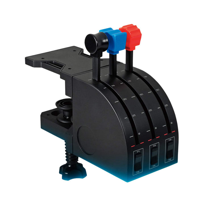 Logitech G Saitek PRO Flight Throttle Quadrant, Professional Simulation Axis Levers, LCD Display, 3x Two-Way Toggle Switch, Adjustable Bracket, USB, PC - Black