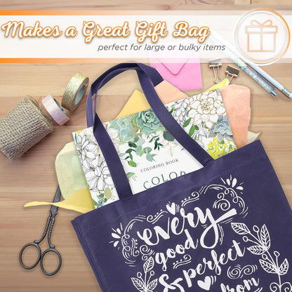 Christian Art Gifts Large Reusable Shopping Tote Bags for Women & Men, Inspirational Scripture, Sturdy Handles, Multicolor