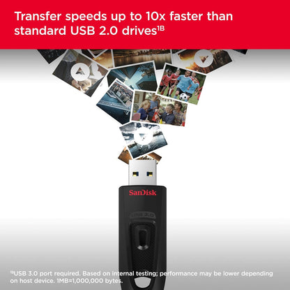 SanDisk Ultra USB 3.0 Flash-Laufwerk 32 GB (SecureAccess Software, Passwortschutz, Übertragungsgeschwindigkeit von bis zu 130 MB/s) Schwarz