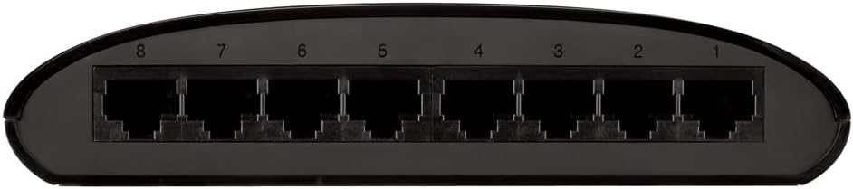D-Link DES-1008D 8-Port Fast Ethernet Unmanaged Desktop Switch, Hub, Internet Splitter, Fanless, Plug and Play - UK Model