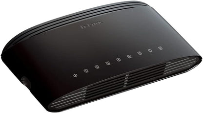 D-Link DES-1008D 8-Port Fast Ethernet Unmanaged Desktop Switch, Hub, Internet Splitter, Fanless, Plug and Play - UK Model