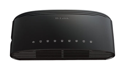 D-Link DES-1008D 8-Port Fast Ethernet Unmanaged Desktop Switch, Hub, Internet Splitter, Fanless, Plug and Play - UK Model
