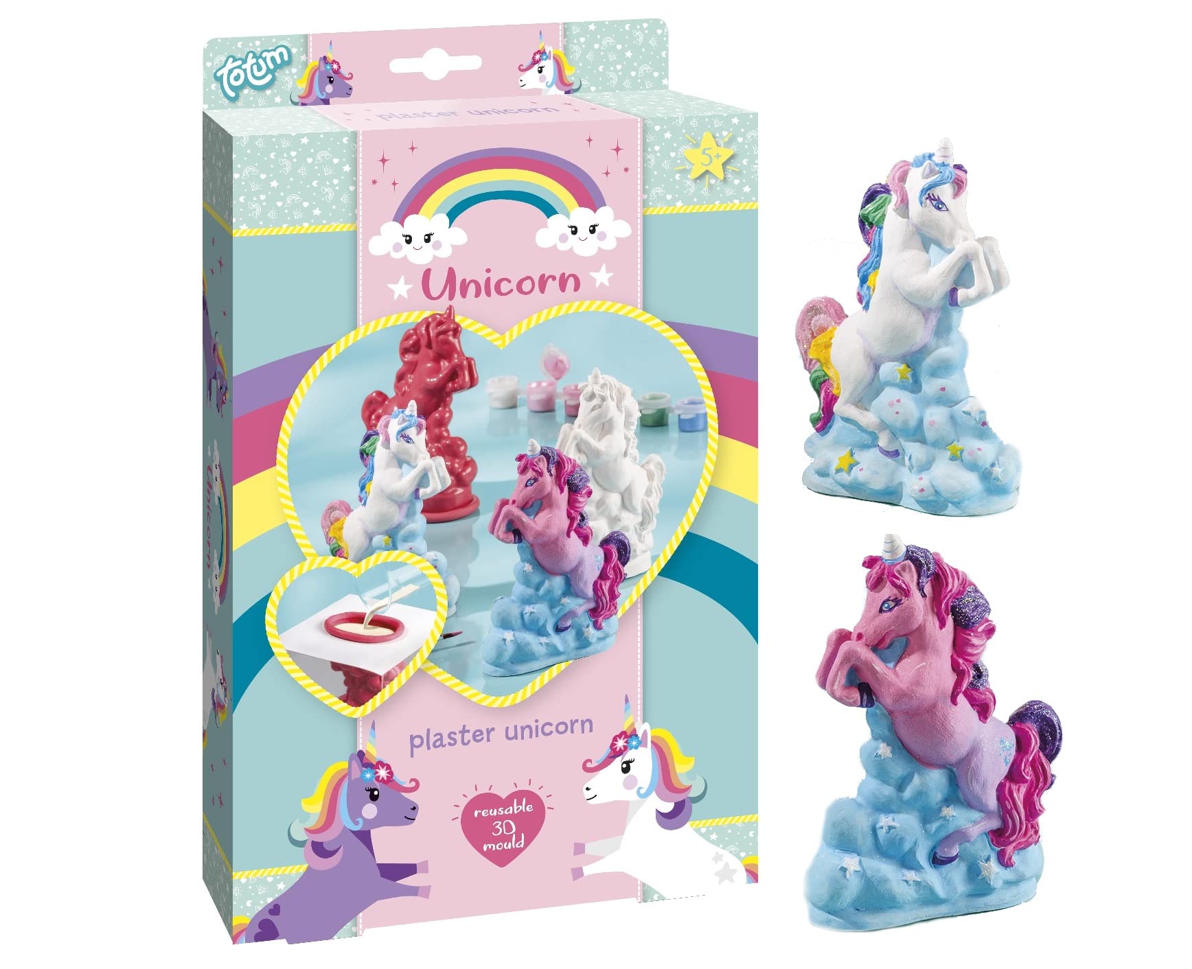 Totum 71070 Licorne Creative Kit Moulding – Create Your Plaster Unicorns, Multicolored, One Size