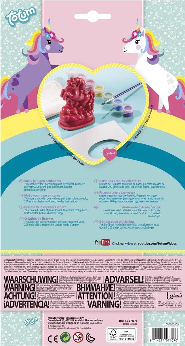 Totum 71070 Licorne Creative Kit Moulding – Create Your Plaster Unicorns, Multicolored, One Size