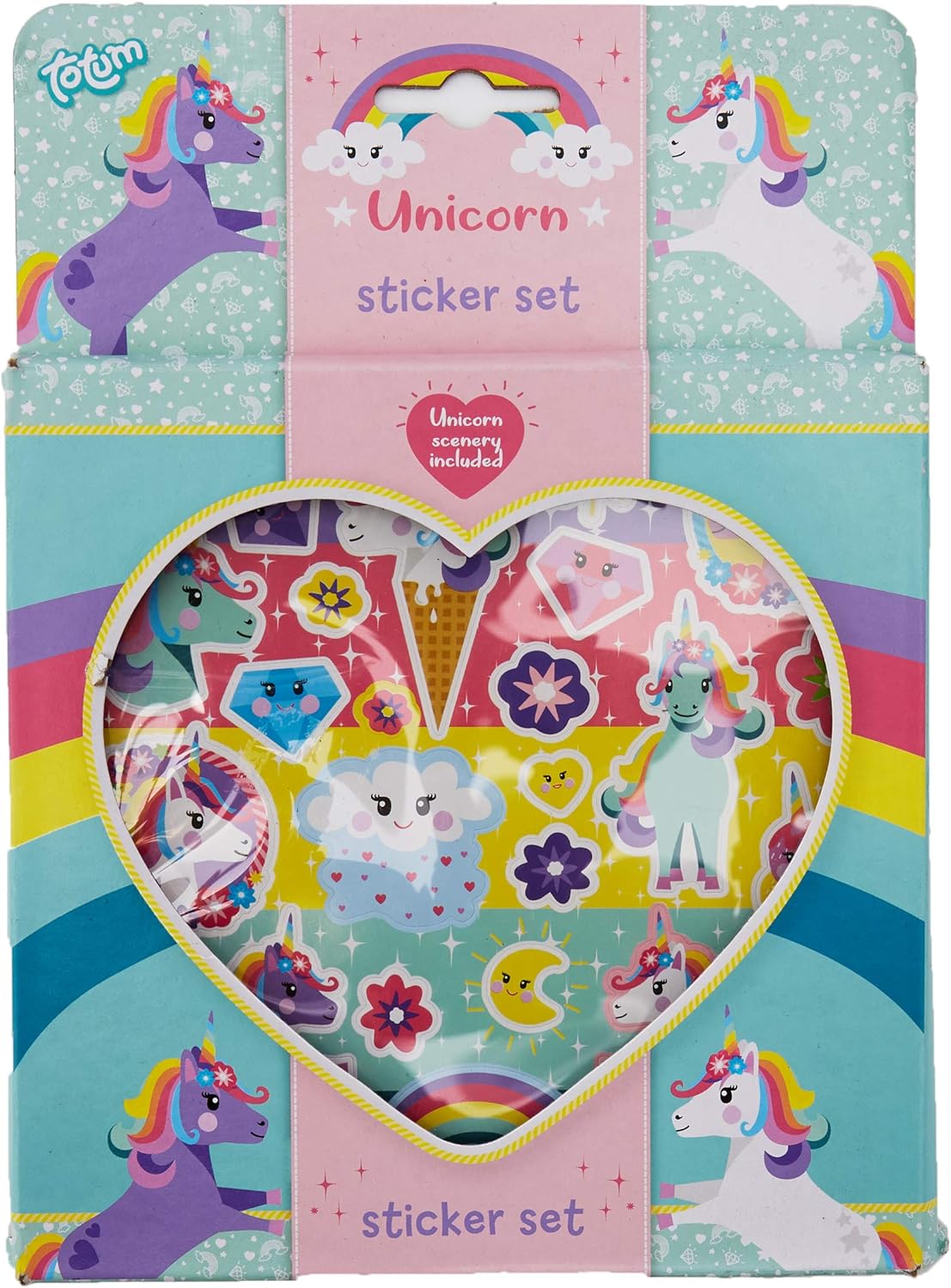 Totum 71384 Creative Unicorn Sticker Set with 1 Cardboard Stage and 50 Stickers - Multi-Coloured