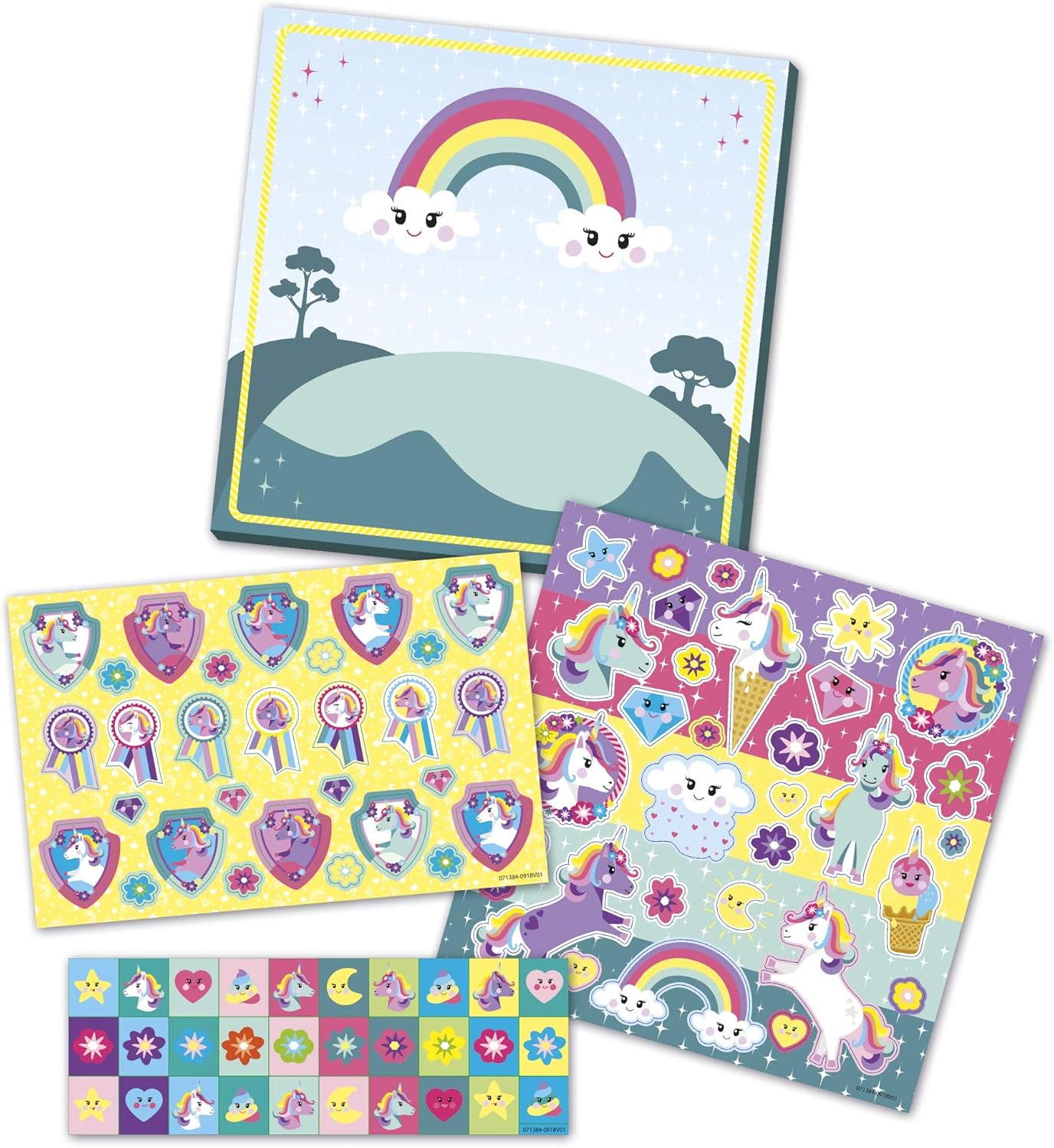 Totum 71384 Creative Unicorn Sticker Set with 1 Cardboard Stage and 50 Stickers - Multi-Coloured