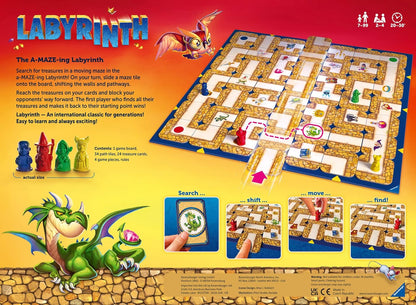 Ravensburger Labyrinth - Moving Maze Family Board Game for Kids and Adults Age 7 and Up - 2 to 4 Players - Gifts for Boys and Girls