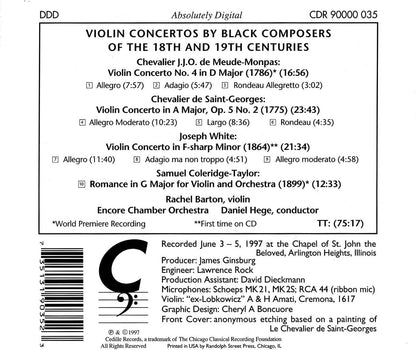 Violin Concertos By Black Composers (Barton)