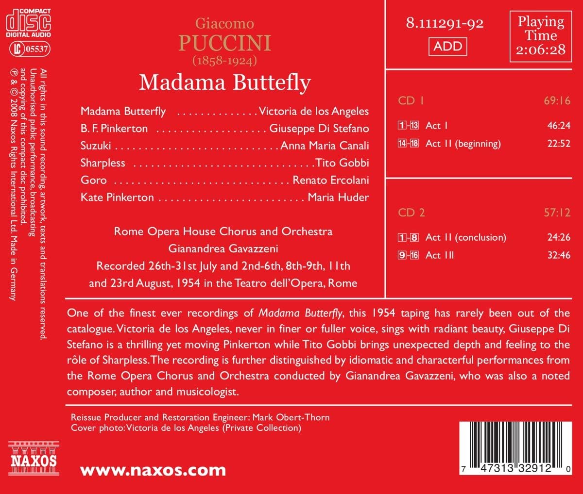 Madama Butterfly (Gavazzeni, Rome Opera House Chorus)