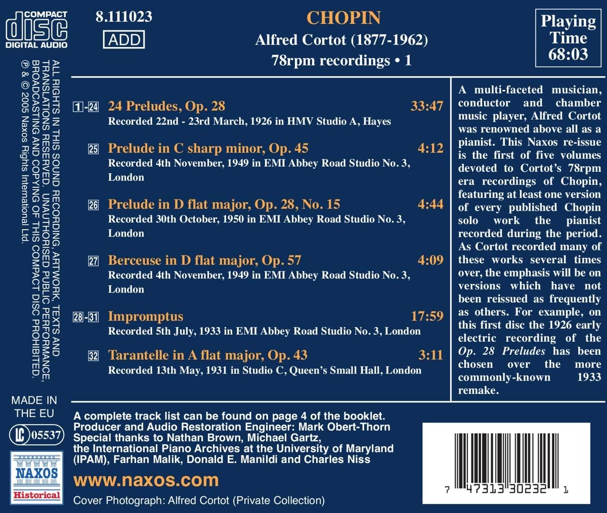 Preludes, Impromptus, Berceuse, Tarantelle (Cortot)