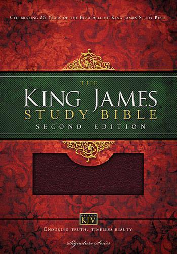 KJV Study Bible, Large Print, Bonded Leather, Burgundy, Thumb Indexed, Red Letter