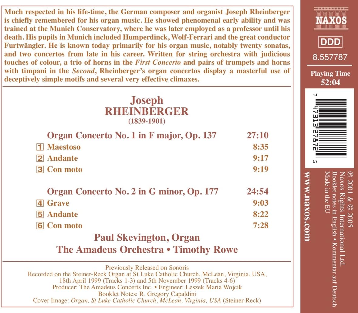 Organ Concerto No. 1 in F Major (Skevington, Rowe)