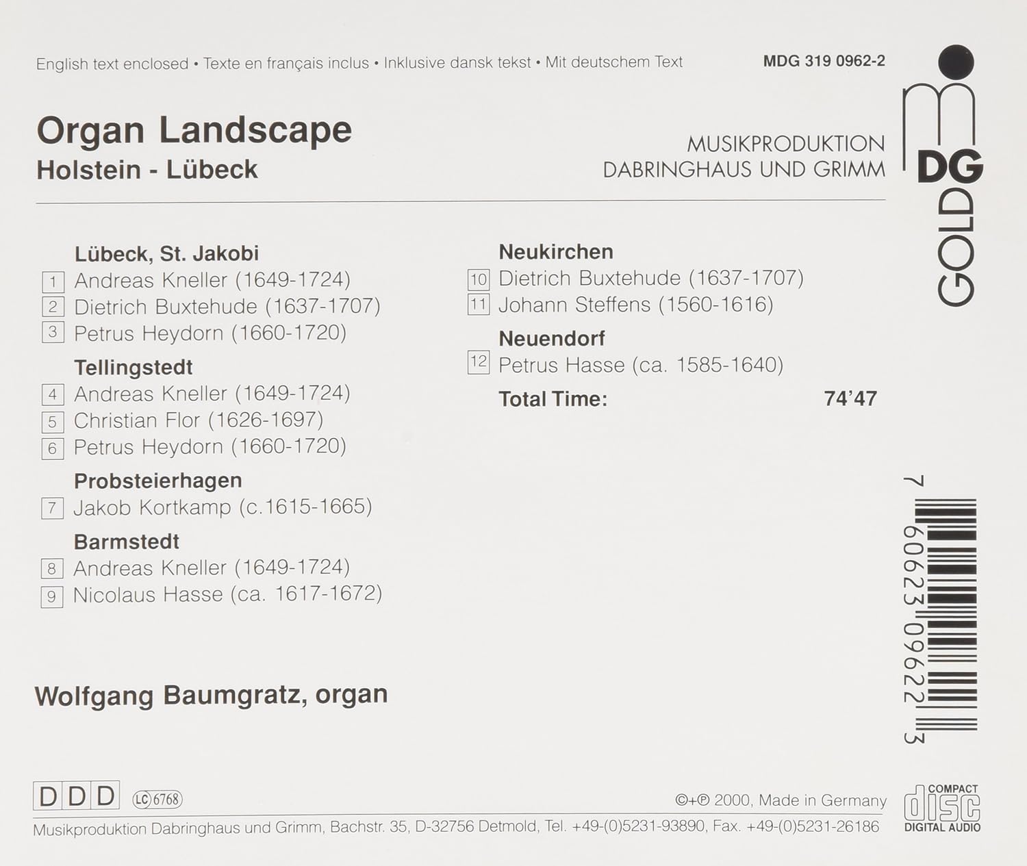 Orgellandschaft Holstein / Lübeck