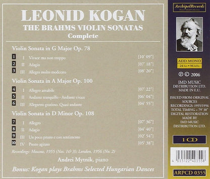 Complete Violin Sonatas, The (Kogan, Mytnik)