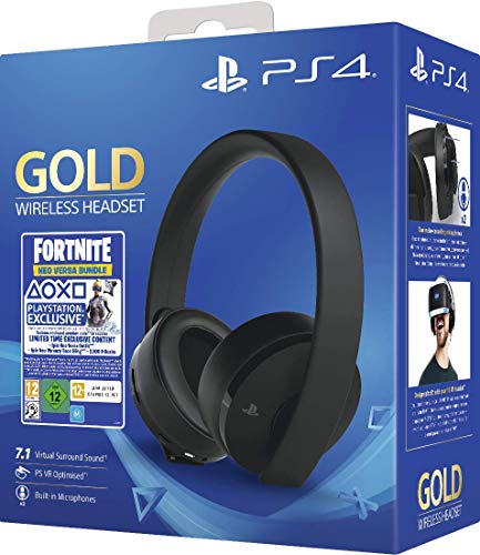 Sony Official Playstation 4 Gold Wireless Headset + Fortnite Neo Versa Download Code + 2000 V-Bucks (Ps4)