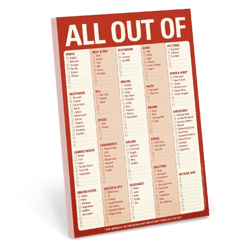 Knock Knock All Out of Grocery List Pad (Red/Original) - All Out of Pad List & Magnetic Note Pad with Magnet, 6 x 9-inches