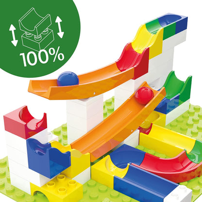 Hubelino 420503 Marble Run See-Saw Expansion Set, Compatible with Popular Building Block System, 45 Pieces, for Ages 4 and Up (Made in Germany)
