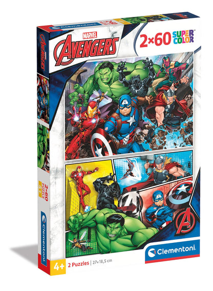 Clementoni - 21605 - Supercolor Puzzle for children - The Avengers - 2 x 60 Pieces Puzzle