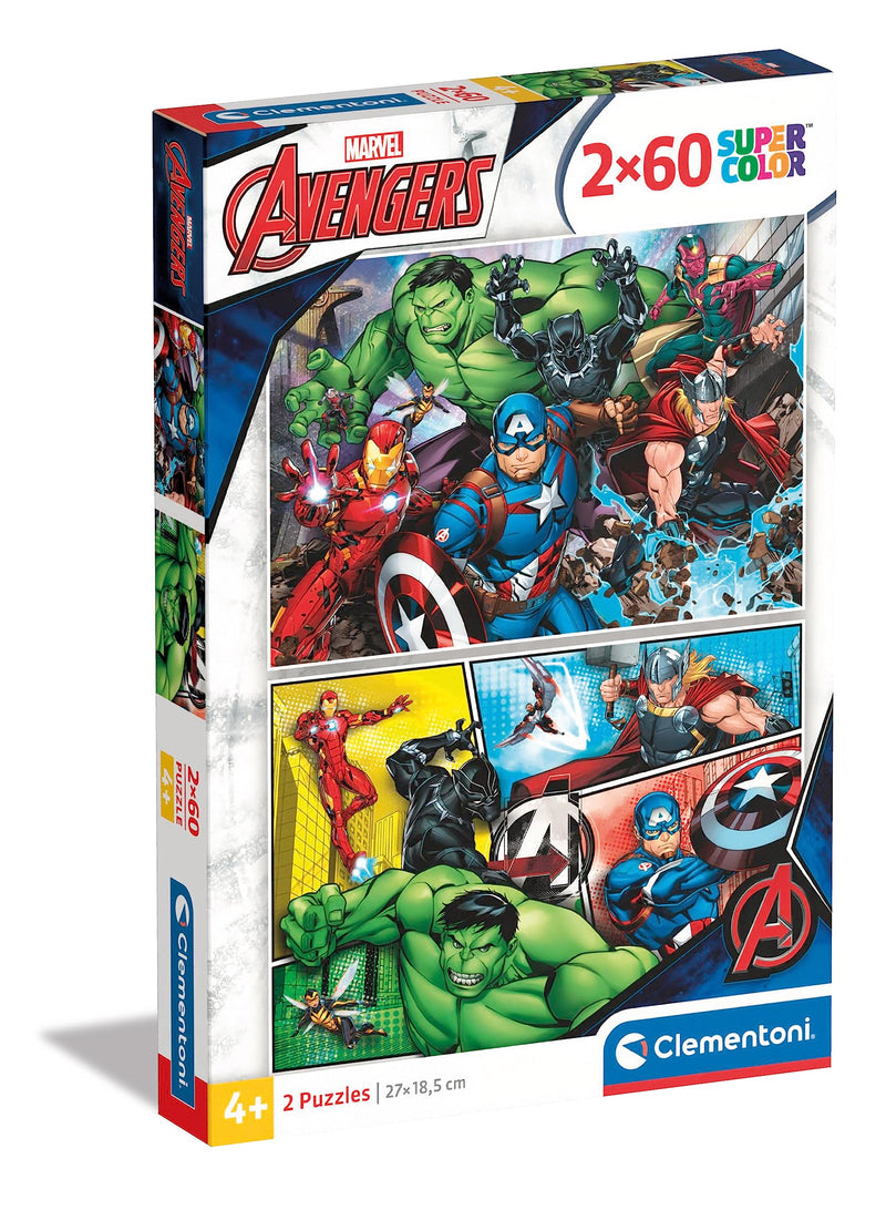 Clementoni - 21605 - Supercolor Puzzle for children - The Avengers - 2 x 60 Pieces Puzzle