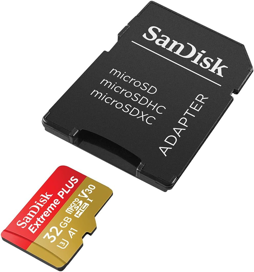 SanDisk Extreme Plus 32 GB MicroSDHC Memory Card, SD Adapter With A1 App Performance And Rescue Pro Deluxe, Up to 95 MB/s, Class 10, UHS-I, U3, V30 32 GB Extreme Plus microSD